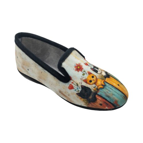 Zapatillas cerradas chica Gatos con piso plano estrecho La Barca® 35 a 41 Beige/Negro 10