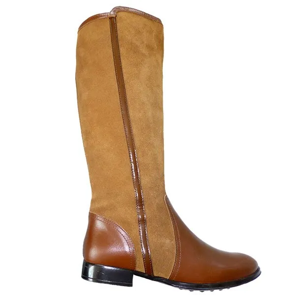 Bota mujer tipo campera con cremallera, hecha en España, piel/serraje piel, planta y forro tela, piso tacón tipo campero Landlady® Negro y Cuero/camel 10214S - Imagen 3