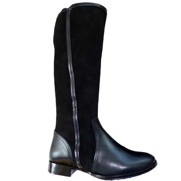 Bota mujer tipo campera con cremallera, hecha en España, piel/serraje piel, planta y forro tela, piso tacón tipo campero Landlady® Negro y Cuero/camel 10214S - Imagen 2