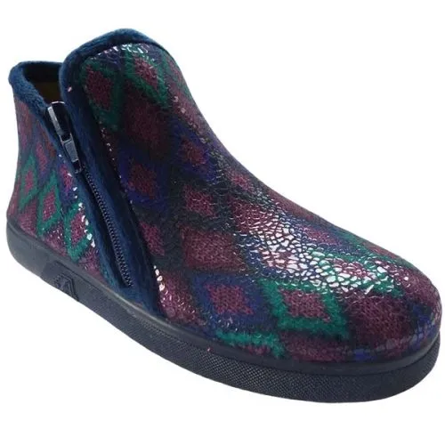 Zapatilla niño/a y cadete abotinada con cremallera piso goma "Egipto" 30/39 Marino Pipis® 1054