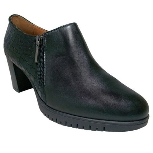 Zapato piel con coco piel de cremallera lateral - tacón 6 cm - planta y forro piel y piso goma super-flexible 35/41 Negro España Jopri 106-768
