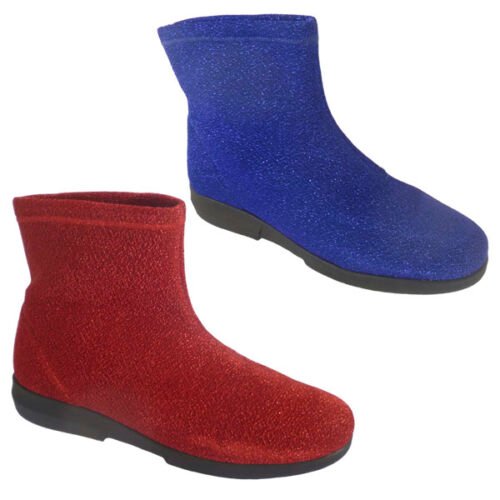 Botín mujer en licra de Fiesta, hecho en España, plantilla piel y piso semicuña goma antideslizante BOTAS VERANO 35/41 Marino y Rojo 115