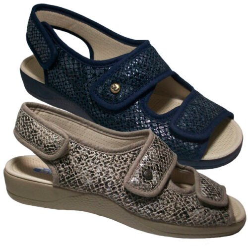 Zapatillas con tiras señora antibactericida relajantes transpirables flexibles y piso goma antideslizante Valverde 35 al 42 Arena Marino 1170