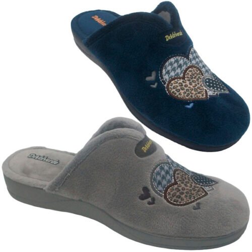 Zapatilla de señora descalza corazones con Piso goma gordo DeValverde 35 a 42 Gris Marino 1181