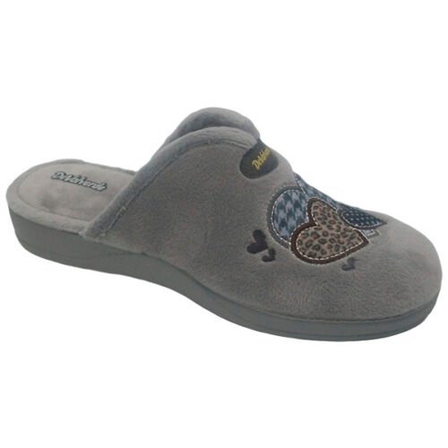 Zapatilla de señora descalza corazones con Piso goma gordo DeValverde 35 a 42 Gris 1181