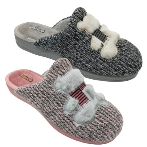 Zapatillas descalzas Ositos señora o chica con piso de goma gruesa DeValverde 35 a 42 Salmón Gris 1199