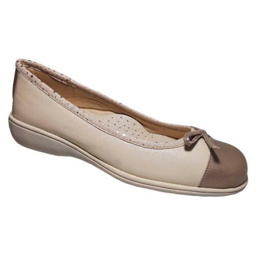 Francesita en piel con piso de cuña y planta de piel 35/41 Beige 12330