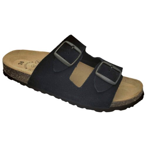 Sandalia Bio Caballero de piel plantilla anatómica de corcho y resina 35/46 Negro 15023T