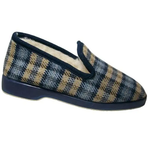 Zapatilla cerrada señora cuadros forrada y piso planchuela Segura® 35/41 Marino 1550