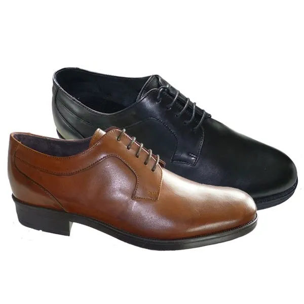 Zapato piel suave con piso de goma y forro y planta piel España 39/45 Cuero y Negro Delemier® 1604