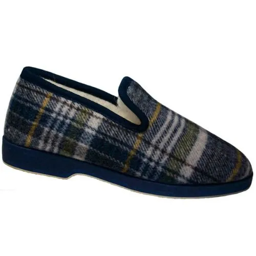 Zapatilla caballero cuadros forrada con piso planchuela Segura® 35/46 Marino 1660