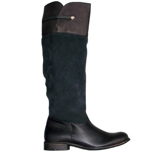 Bota mujer tipo campera hecha en España con cremallera lateral, piel/serraje piel, planta piel y forro tela, piso de tacón bajo y antideslizante Landlady® 35/41 Negro/gris 1700