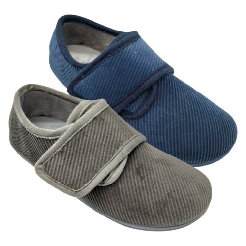 Zapatillas cerradas Terapéuticas señora con velcro especial horma ancha y tejido adaptable a cada pie Ortho Soluciones 35 a 41 Gris Marino 1803