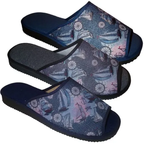 Zapatillas de casa de caballero La Barca Negro, Marino, Jeans 1818