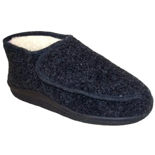 Zapatilla paño con velcro gigante y forro lana - especial calce 35/46 Gris 1838