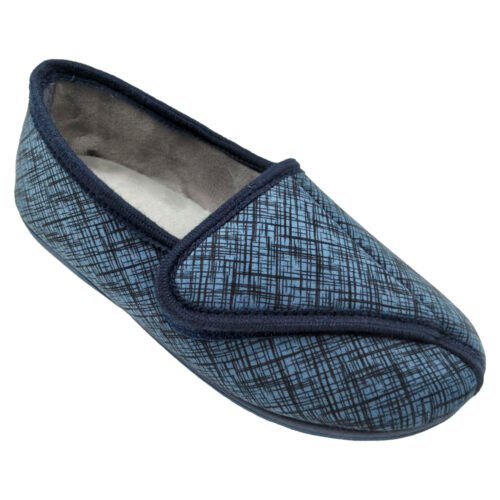 Zapatillas cerradas Terapéuticas señora con velcro especial horma ancha y tejido adaptable a cada pie Ortho Soluciones 35 a 41 Marino 1970