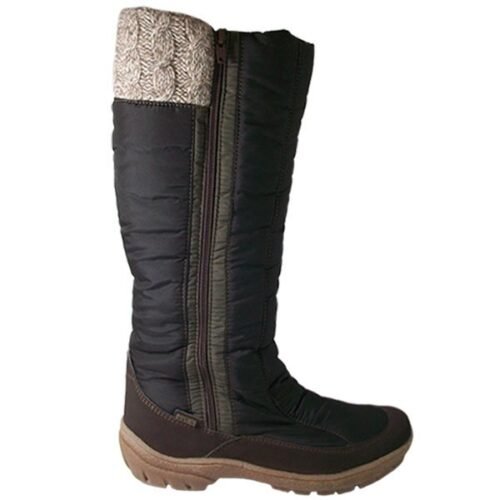 Bota alta Señora con membrana resistente al agua, piel y nylon, forro borreguillo Marrón 2041