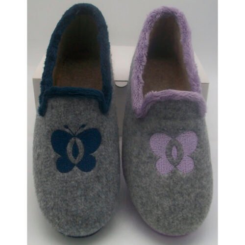 Zapatillas cerradas señora con piso de cuña La Barca® 35/41 Gris/Morado Gris/Marino 2121