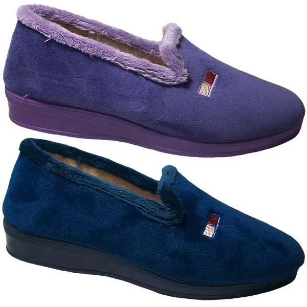 Zapatilla cerrada señora con piso de cuña La Barca® 35/41 Marino Morado 2123