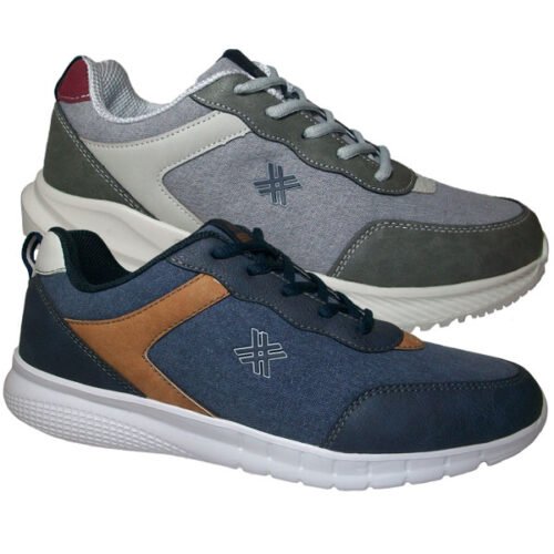 Zapatillas deportivas de Lona con cordón 40/45 Marino Gris CRUBE 2274