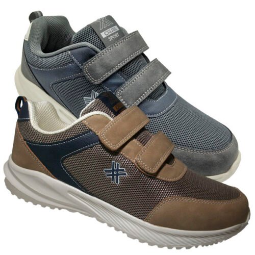 Zapatillas Deportivas con Velcro y Rejilla Crube 40 a 45 Taupe Gris 2277