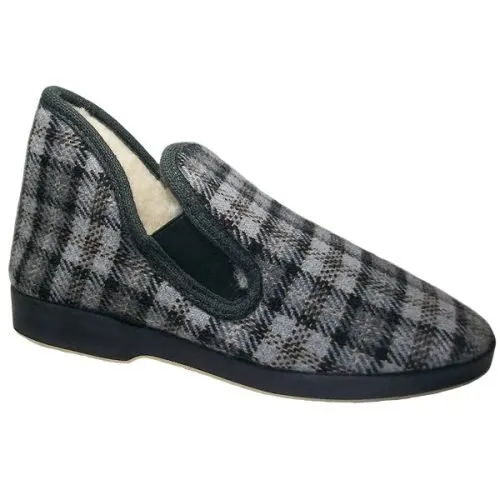 Zapatilla abotinada caballero forrada de cuadros con piso planchuela Segura® 39/46 Gris 2510