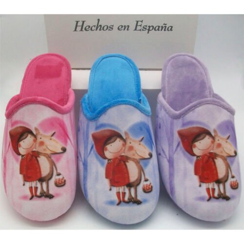 Zapatillas descalzas señora Caperucita y Lobo vulcanizadas La Barca® 36 a 41 Tricolor (Fucsia Aguamar Lila) 2514 CAJA