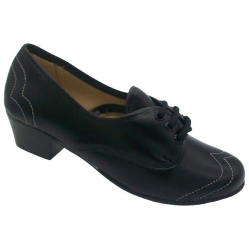 Zapato baile regional de cordón con pespunte blanco 35/41 Negro España Vai De Baile 2522