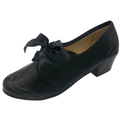 Zapato baile regional con Lazo y pespunte blanco 35/41 Negro España Vai De Baile 2527