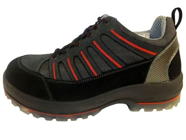 Zapato seguridad laboral Antiprenetración Gris / negro / rojo 269T Calidad Extrema Puntera de aluminio Plantilla antiestática Entresuela de KEVLAR (Antipenetración) Material piel con cordura Certificación CE S1 +P