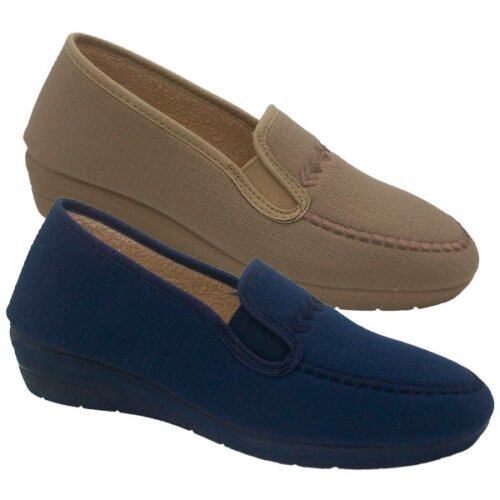 Zapatillas con bordado La Barca ® señora 35 a 41 Marino, Tostado, Ducado 3129