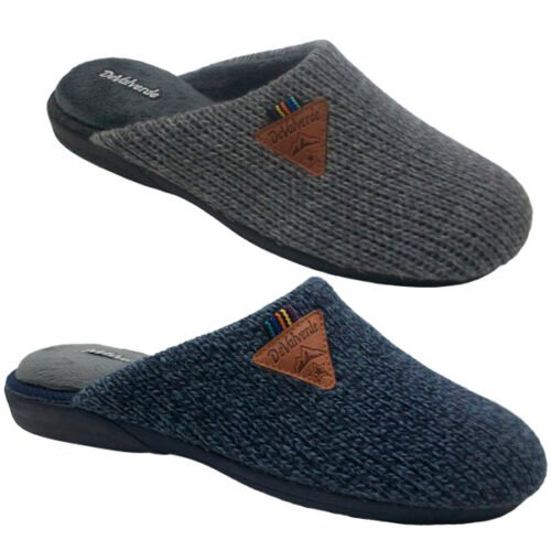 Zapatilla caballero descalza en Lana con Piso goma DeValverde 39 a 46 Marino Gris 3530