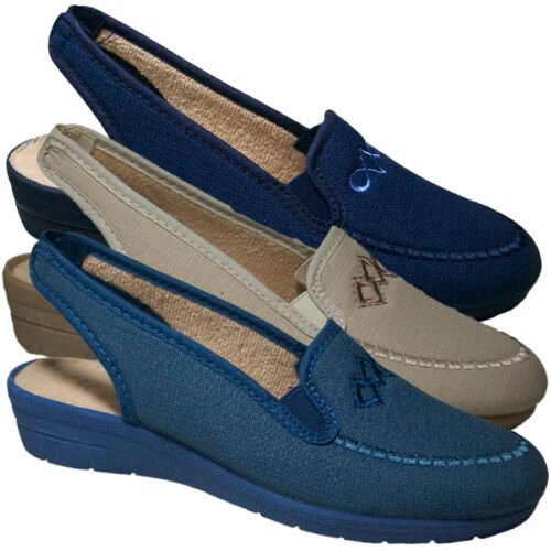 Zapatillas señora con tira y piso cuña Segura 35 al 41 Ducados Crudo Marino 3728