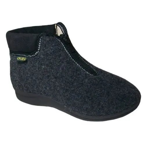 Zapatilla abotinada de cremallera con forro lana y piso cuña 35/41 Gris 409
