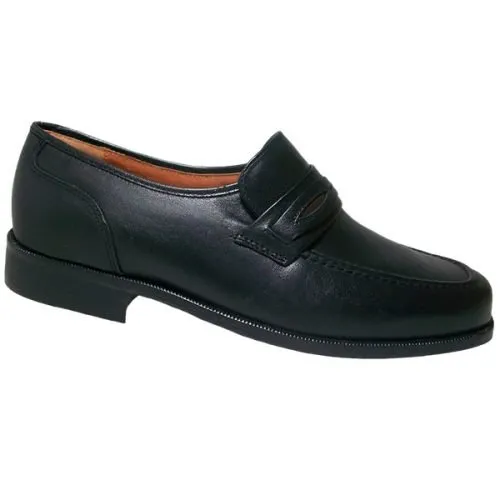 Zapato piel - forro y planta piel - ancho especial y piso goma España 39/46 Negro 4159