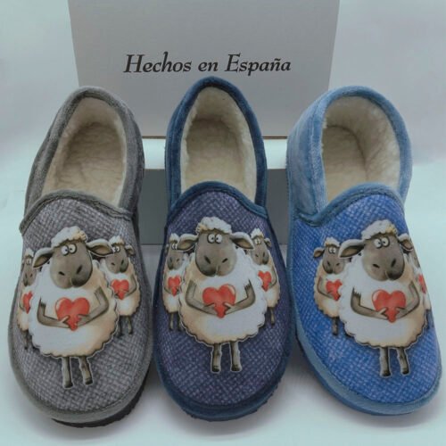 Zapatillas cerradas señora Ovejas Amorosas con piso ligero La Barca® 35 a 41 Tricolor (Gris Marino Aguamar) 50051 CAJA