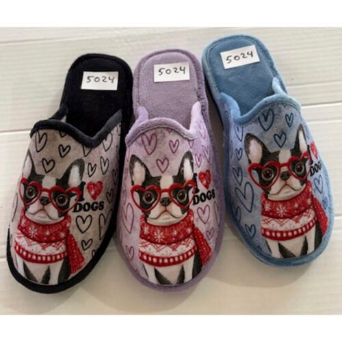 Zapatillas descalzas señora Perro Invierno con piso ligero La Barca® 35 a 41 Tricolor (Negro Lila Aguamar) 5024 CAJA