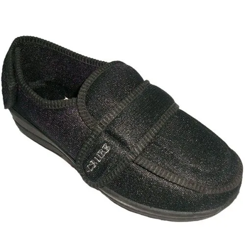 ZAPATILLAS de casa SEÑORA Mayorista Negro 540 Antideslizante 36/39 Hecho en España Velcro ortopédico especial