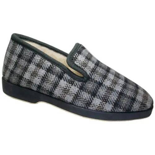 Zapatilla caballero cuadros forrada con piso planchuela Segura® 41/46 Gris 5500