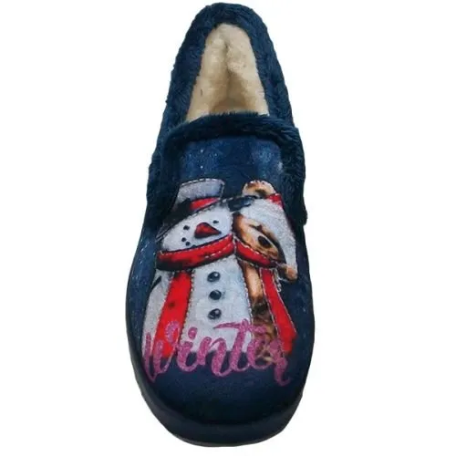 Zapatilla cerrada señora forrada y piso planchuela Segura® 35/41 Marino 556-1