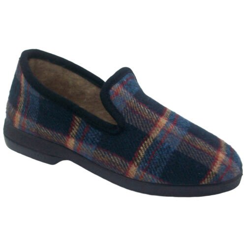 Zapatilla CRUAN invierno caballero cuadros confortable forro normal 35/46 Azul 600