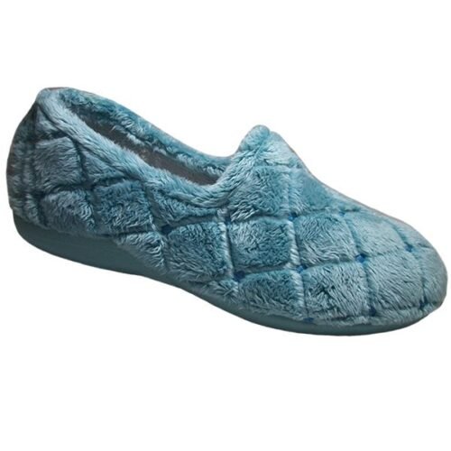 Zapatilla cerrada relajante con elástico central, termoestables, transpirables, flexibles y antibacterias con piso plano antideslizante DeValverde 35/41 Turquesa 6054