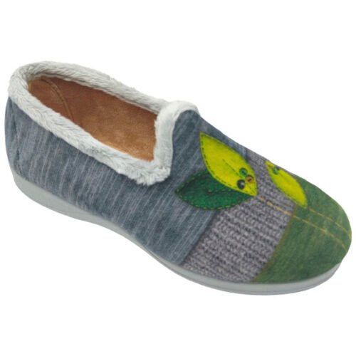 Zapatillas cerradas señora Hojas con piso goma Segura 35 a 41 Gris 621-7023