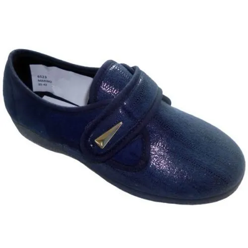 Zapatilla cerrada elástica con velcro y piso goma Segura® 35/41 Marino 6523