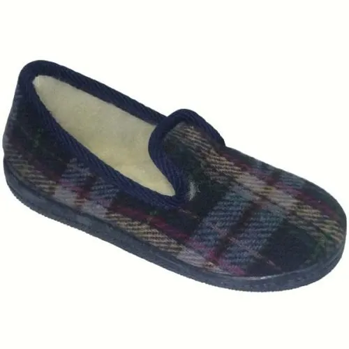 Zapatilla invierno niño cuadros con forro lana 29/34 Azul Marca Cruan 660