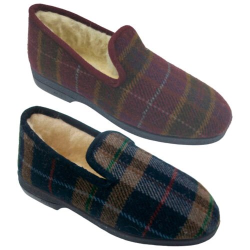 Zapatilla CRUAN invierno caballero cuadros con forro lana 35/46 Azul 39/46 Burdeos y Marrón 660