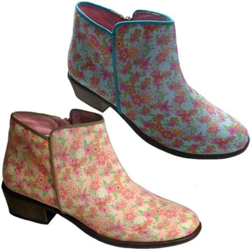 Botín señora campero estampado BOTAS VERANO Hecho en España Rosa con celeste 35/41 6852