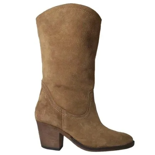 Bota de mujer tipo campera hecha en España,serraje piel, planta piel y forro serraje, piso tacón Landlady® 35/41 Camel 7007