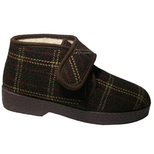 Zapatilla caballero piso gordo con velcro 41/45 Marrón 7802