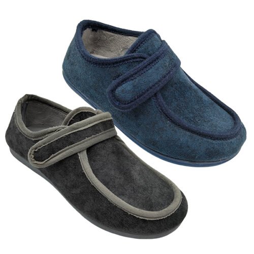 Zapatillas Terapéuticas Mujer Ortho Soluciones con Velcro Invierno – Gris/Marino (Mod. 801)